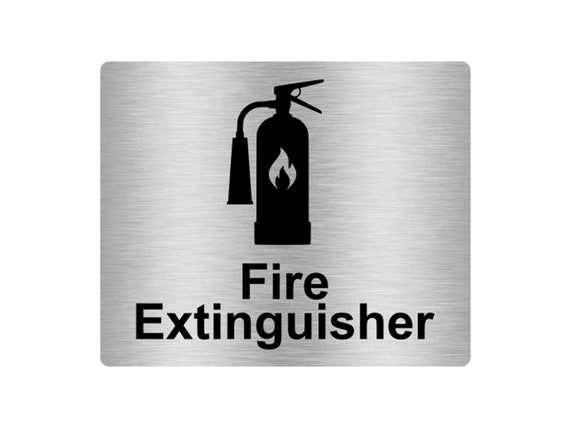 Feuerlöscher Schild Klebeaufkleber Hinweis Metallic Silber 