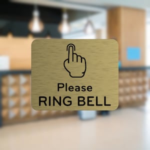 Please Ring Bell Sign: Gold Adhesive Acrylic Notice