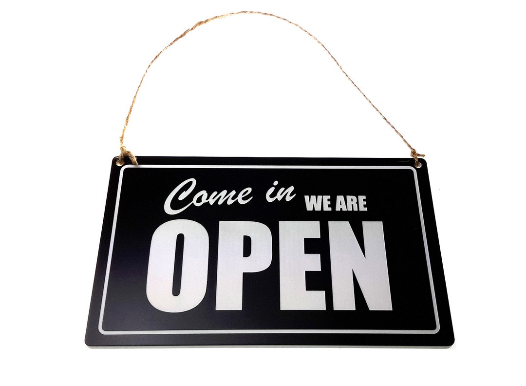 Reversible 'open and Closed' Shop Door Sign, Various Colours Hangs on