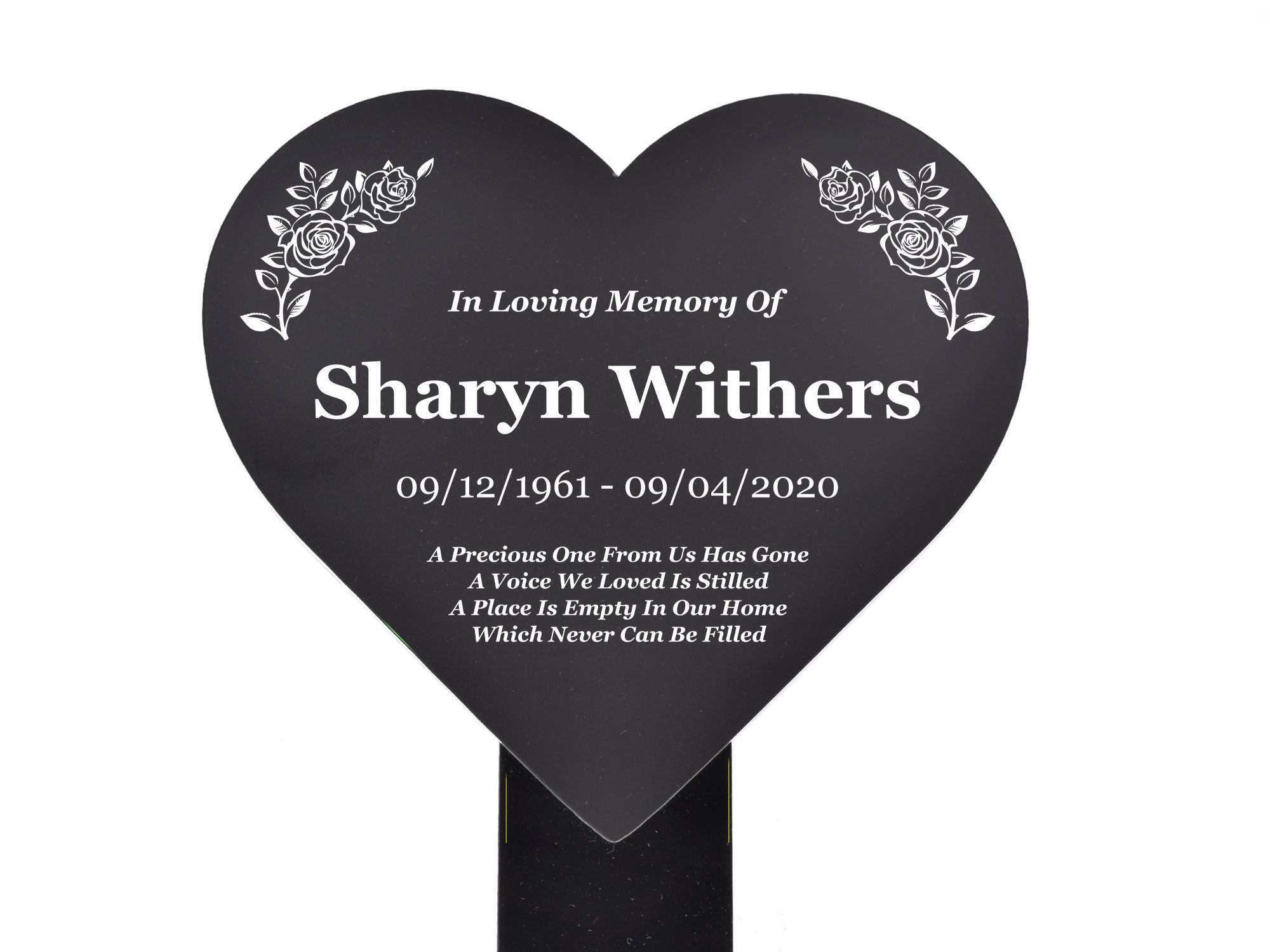 DAD Heart Memorial Remembrance Plaque Stake Grave Marker Plant Marker Waterproof Black and White Acrylic Outdoor Tribute