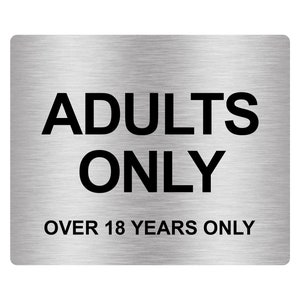 Solo para adultos (solo mayores de 18 años), señal adhesiva de seguridad para puertas con aviso, disponible en plateado/dorado/rojo/amarillo,