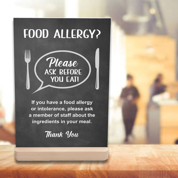 Food Allergy Sign - Notice for allergies and intolerances