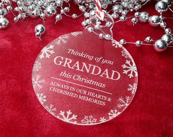 Thinking of You Grandad - Weihnachten, Weihnachtsbaum, Spielerei, Dekoration, Ornament, Vintage-Weihnachten, Lasergravur, Gedenkstätte, Grandad