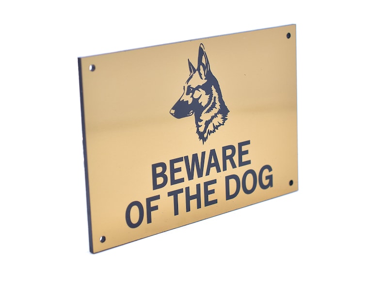 Beware of the Dog / Dogs Sign, Warning Notice Various Breeds, Gold, Silver, Copper zdjęcie 7