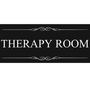 Therapy Room Black and White Door Sign - Size 19.5cm x 7cm, Supplied with Adhesive Strips