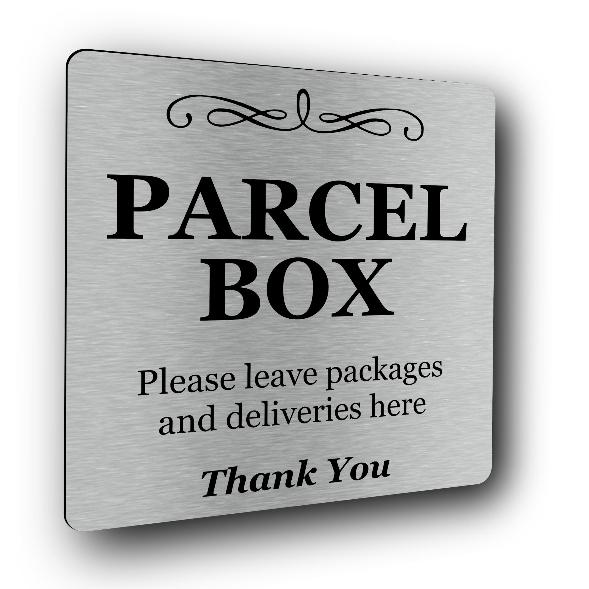 Parcel Box Sign: Brushed Aluminum, Self-adhesive, Modern Delivery - Etsy
