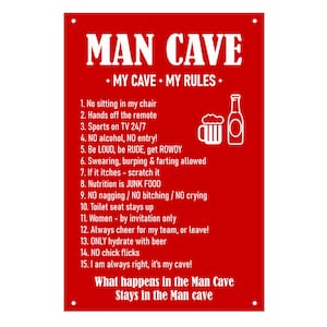 Man Cave Rules Novelty Fun Sign Plaque, Father's Day Gift, Dad's Birthday image 2