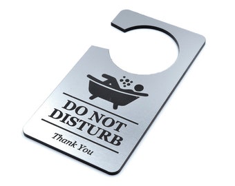 In Bath, Do Not Disturb - Generic Silver, Bathroom Door Sign, Door Hanger