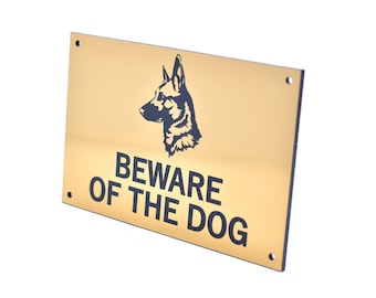 Beware of the Dog / Dogs Sign, Warning Notice - Various Breeds, Gold, Silver, Copper