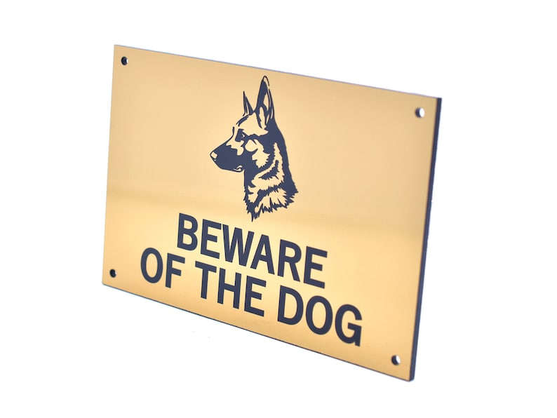 Beware of the Dog / Dogs Sign, Warning Notice Various Breeds, Gold, Silver, Copper image 1