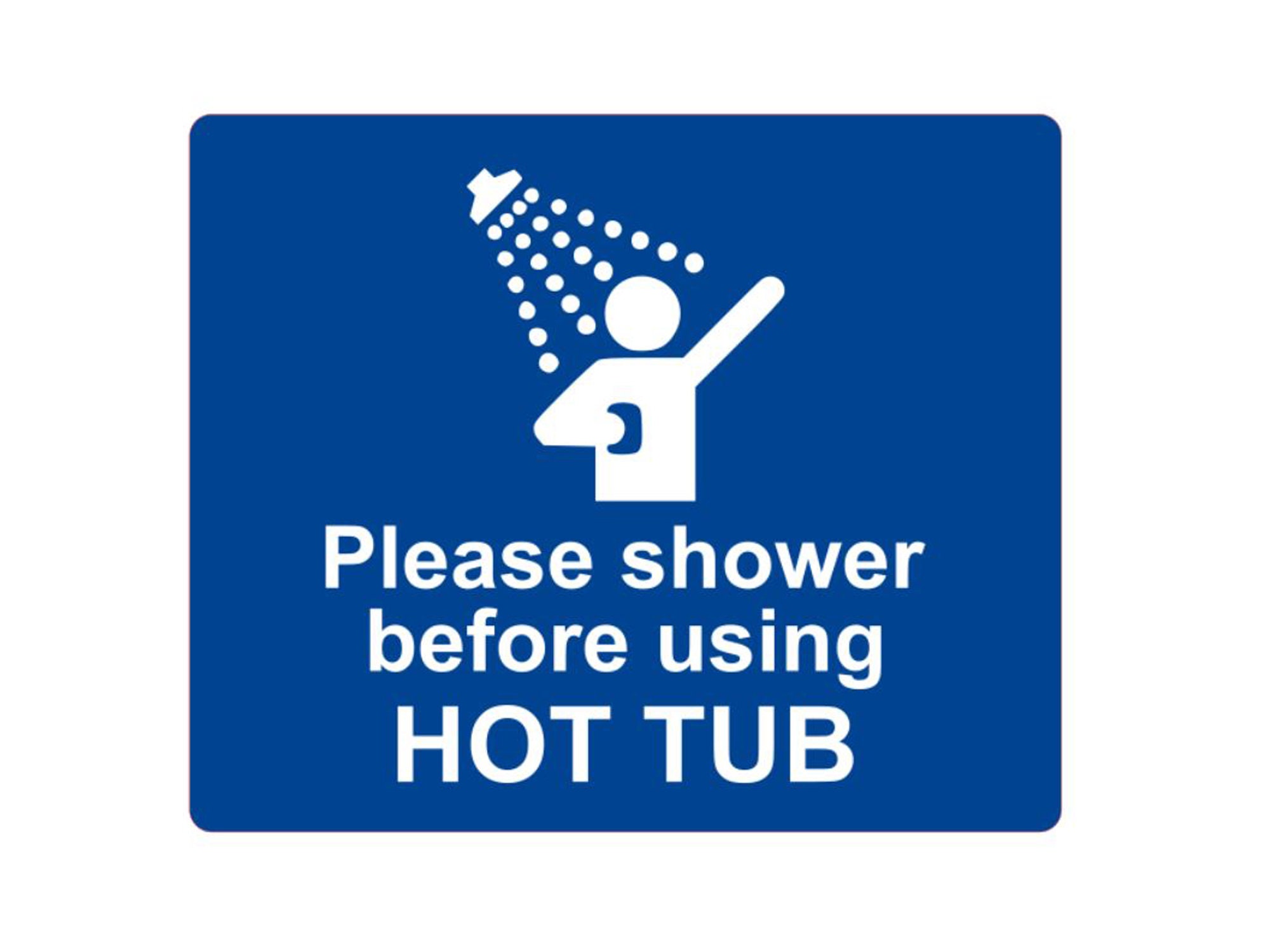 Please Shower Before Using Hot Tub Sign Adhesive Sticker Notice, SILVER