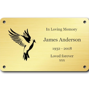 Custom Engraved Brass Memorial Plaque – 6 Icon Designs – 4 Sizes – Up to 7 Lines Personalised Text – Outdoor/Indoor – Handmade UK