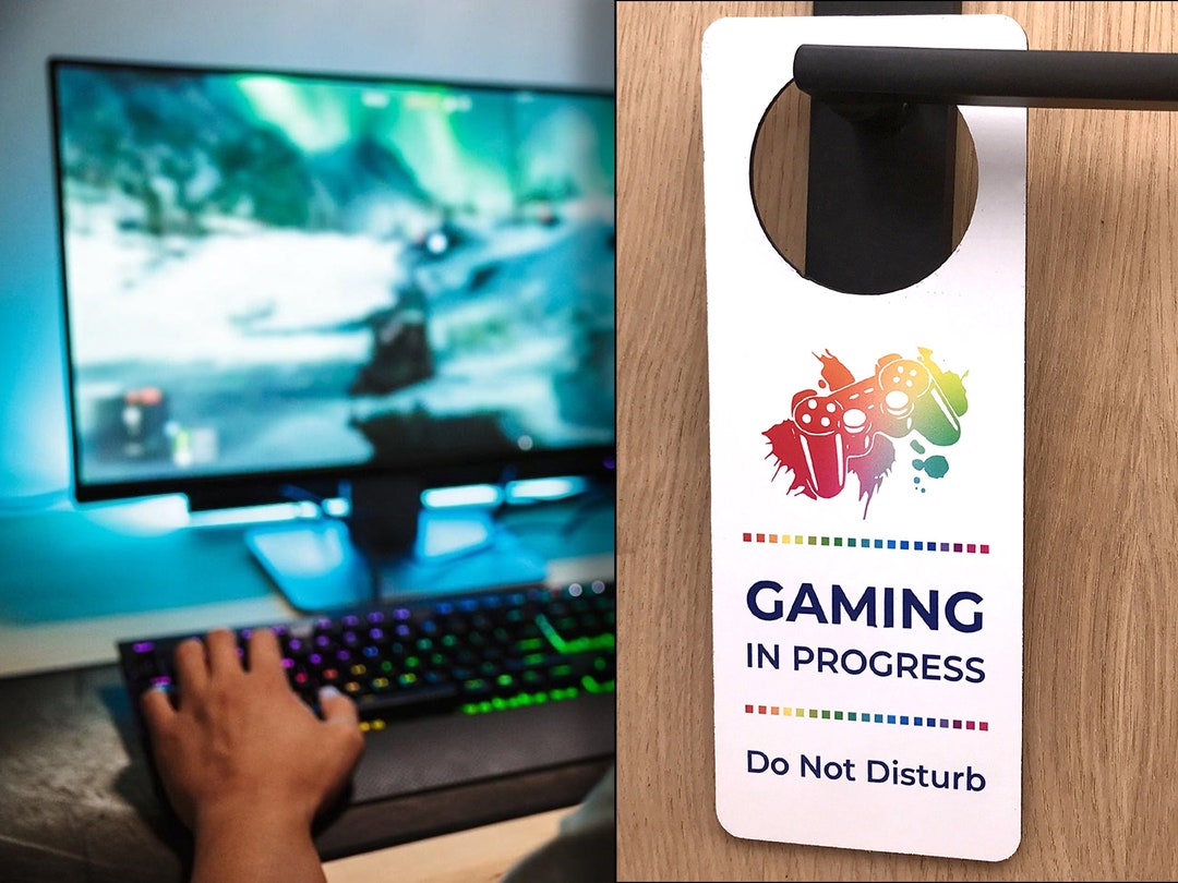 Do Not Disturb Door Hanger - Gaming in Progress - Etsy