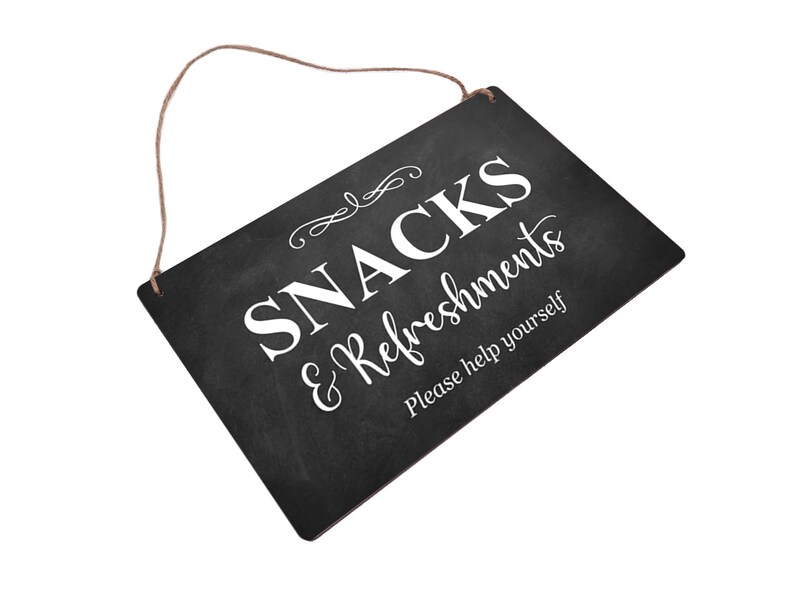 Complementary Snacks. Sign Snacks & Refreshments | Hanging Sign | Guest Notice - Etsy