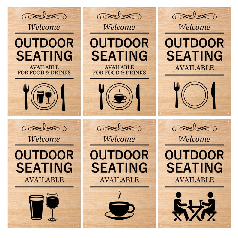 OUTDOOR SEATING SIGN Black / Grey / Wood Effect Acrylic Etsy