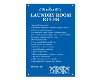 Laundry Room Rules - Sign Notice