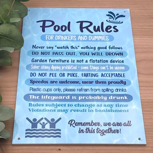 Pool Rules Schild, Neuheit Geschenk Bild 1