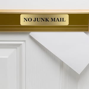 Złoty znak „No Junk Mail” – samoprzylepna tabliczka na skrzynkę pocztową – samoprzylepna, odporna na warunki atmosferyczne, kompozyt aluminiowy – elegancka etykieta na skrzynkę pocztową