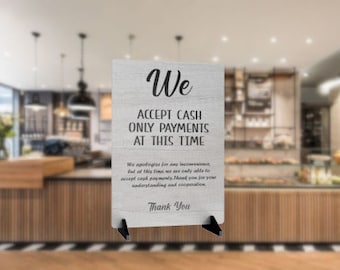 Cash Only Payments Sign: White Aluminium Composite A4