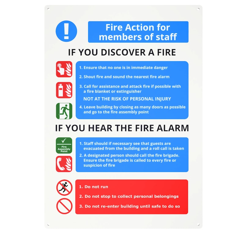 Working Fire Sign Fire Action Sign: Workplace Safety, Durable Aluminium Composite - Etsy