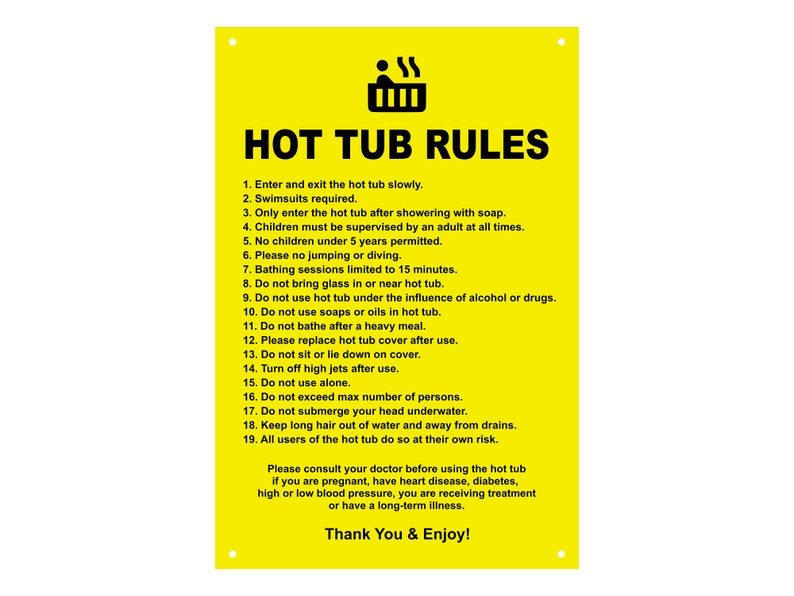 NEW Hot Tub Rules Contemporary Sign for Outdoor Use With a Etsy