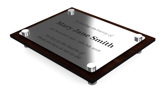Solid Walnut and Stainless Steel Personalized Memorial Plaque