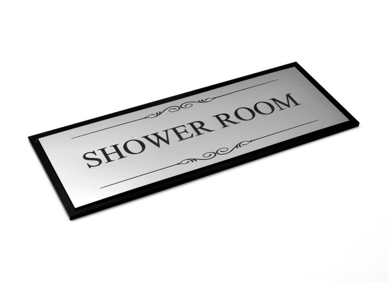 Shower Room Door Sign Adhesive Plaque Stylish Metallic Etsy