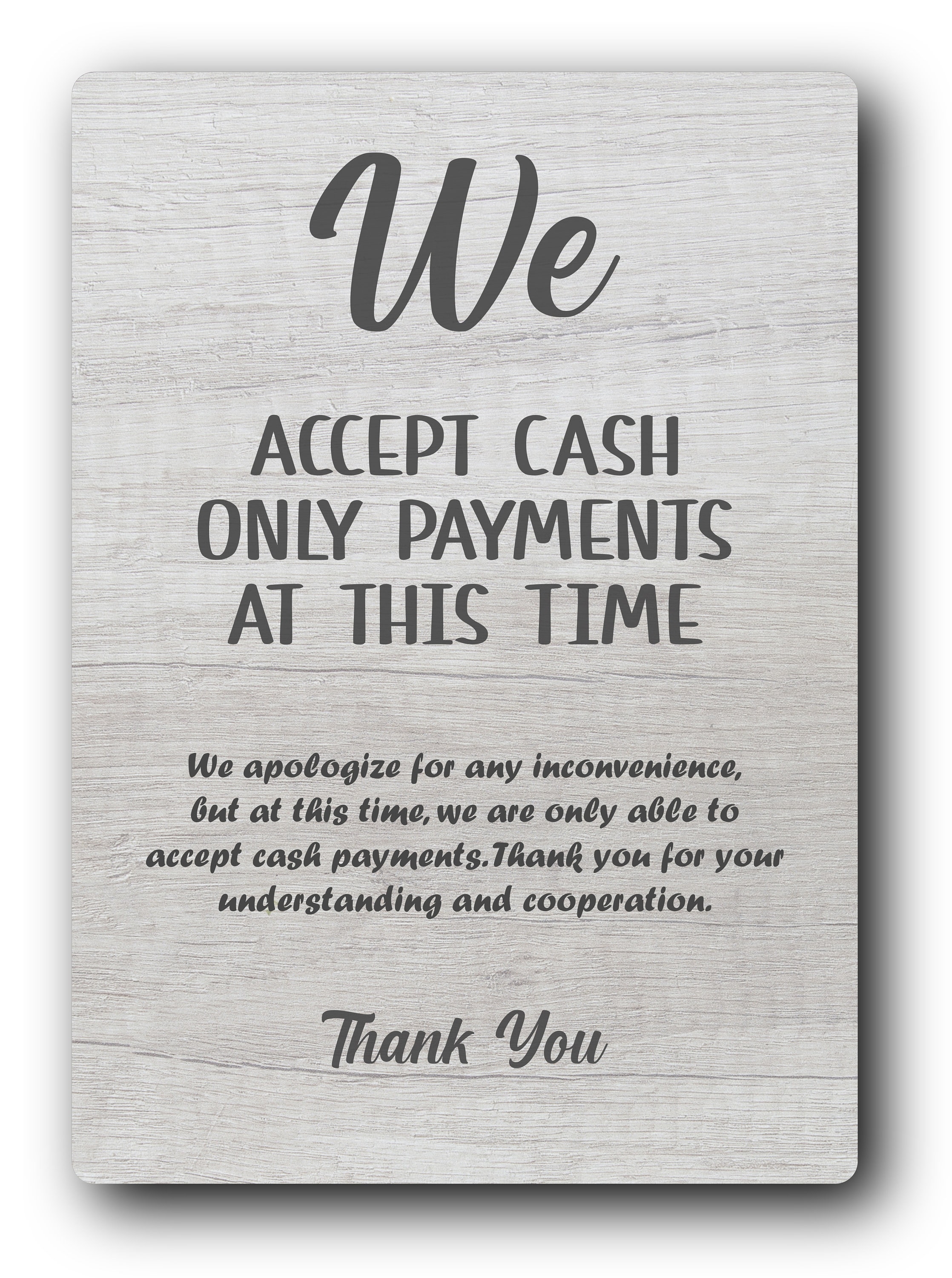 DankeDir! Solo contanti Cash only – Cartello 30 x 20 cm – Divertente segnale di pagamento in contanti per gastronomia al dettaglio – Nessun pagamento carta decorazione per negozio ristorante Gastro