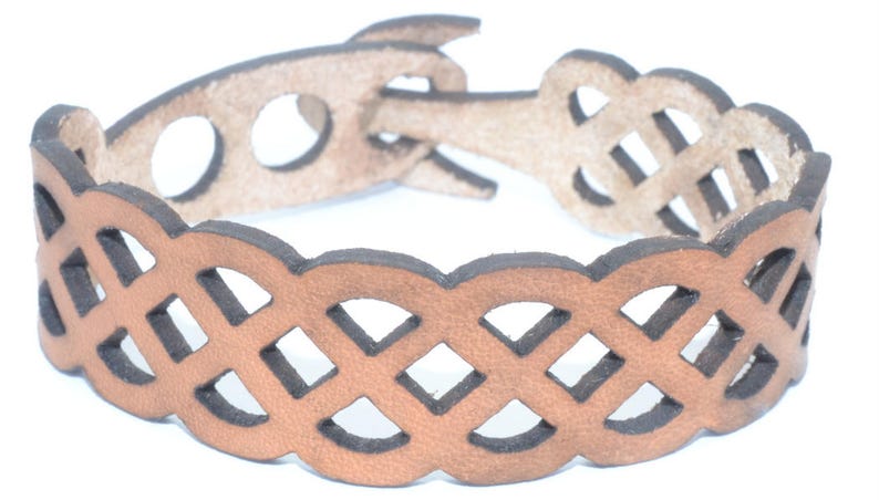 Anchor Design Tan Buffalo Hide Hand Made Leather Bracelet