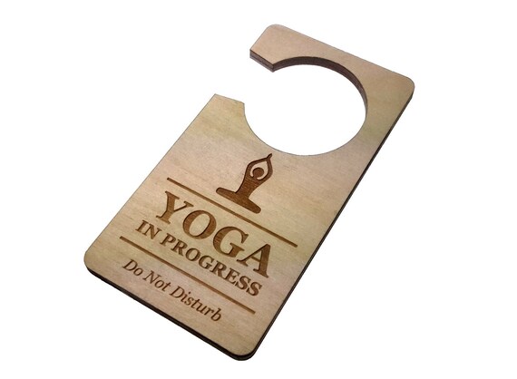 Wooden Yoga In Progress Do Not Disturb Room Door Hanger Sign