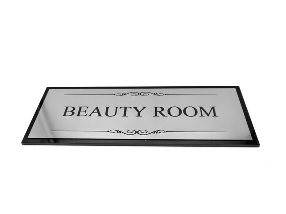 Beauty Room Door Sign Adhesive Plaque Stylish Metallic Etsy