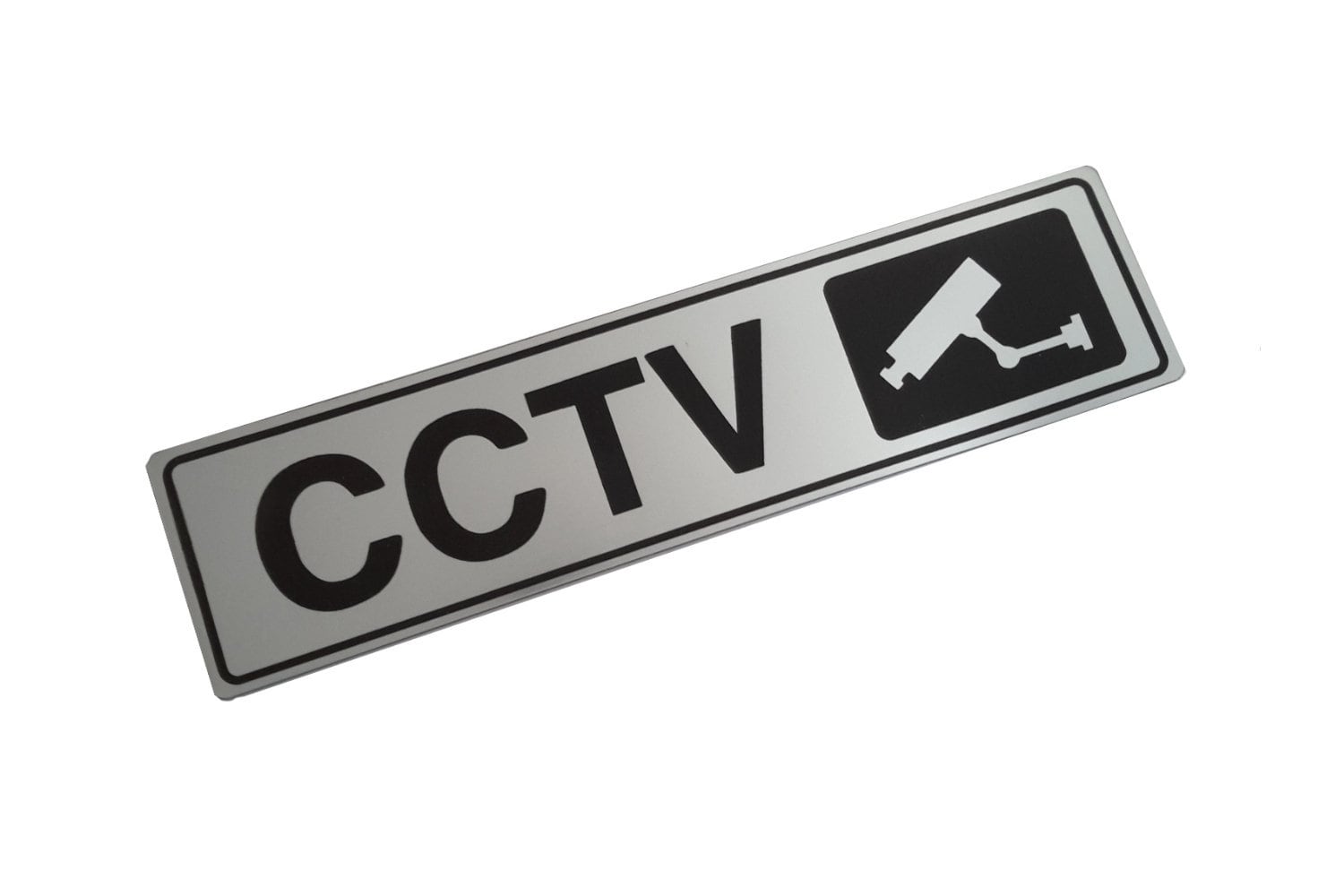 Silver CCTV Adhesive Sign - Warning, Notice, Brushed Silver, for business, restaurants, bars, hotels, schools, cafe