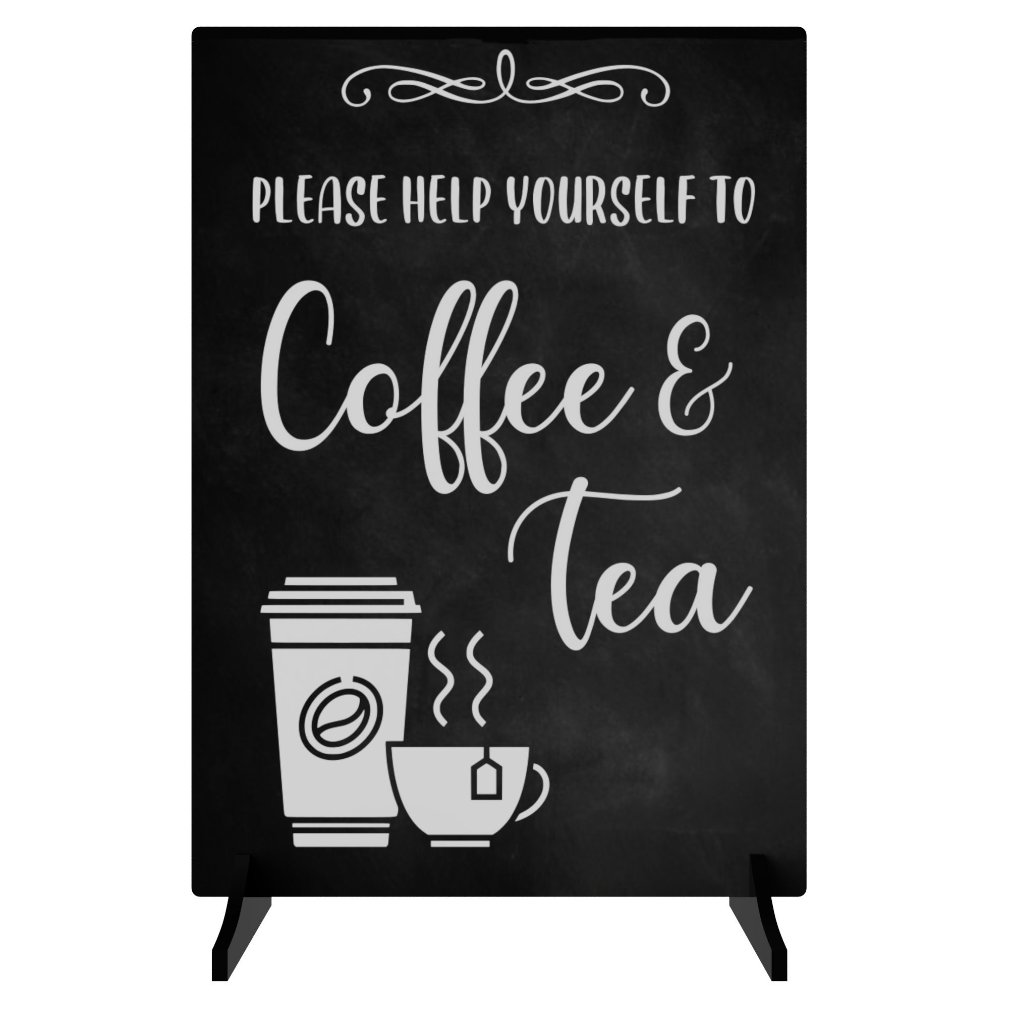 A4 Schild 'Please Help Yourself To Coffee & Tea' Mit Holzständer – Perfekt Für Büro, Meetings & Gäste