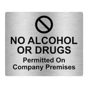 No Alcohol Or Drugs Sign Adhesive Sticker Notice Adhesive Sticker Notice with Universal Icon Symbol and Text Size 12cm x 10cm image 1