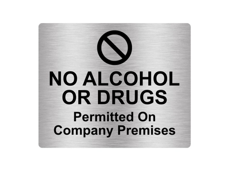 No Alcohol Or Drugs Sign Adhesive Sticker Notice Adhesive Sticker Notice with Universal Icon Symbol and Text Size 12cm x 10cm image 1