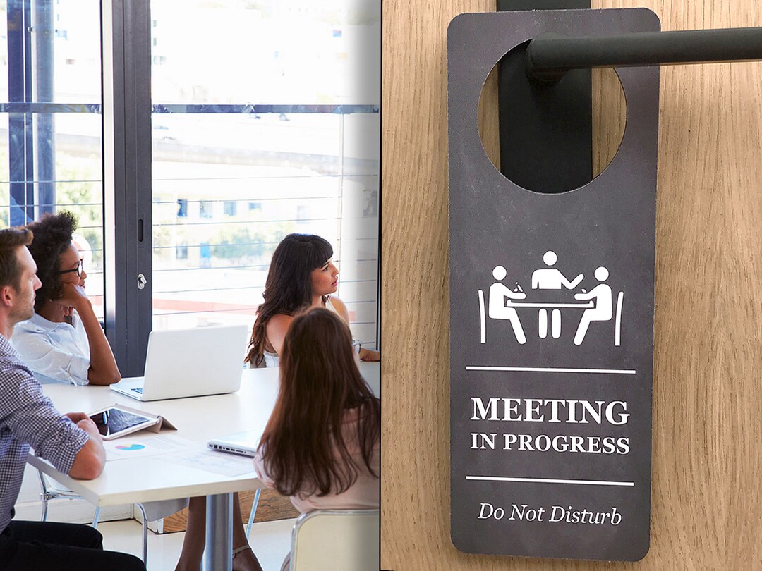 Do Not Disturb Door Hanger - Meeting in Progress - Etsy