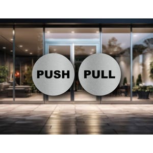 Metallic Silver Push Pull Türschilder - selbstklebendes Aluminium UV gedruckt für Unternehmen