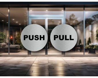Metallic Silver Push Pull Türschilder - selbstklebendes Aluminium UV gedruckt für Unternehmen