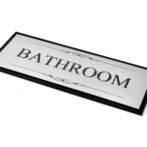 Letrero para puerta de baño, placa adhesiva, plateado