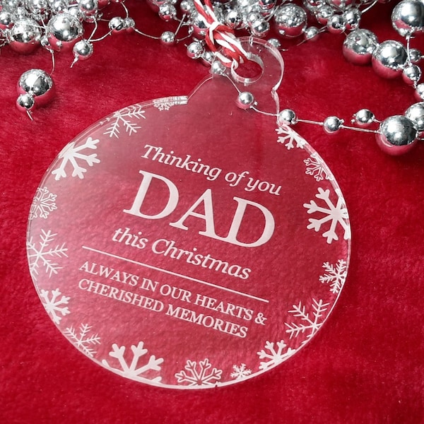 Memorial Dad Christmas Ornament: Engraved Acrylic Bauble