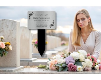 Personalised Memorial Stake - Plaque, Grave Marker, Outdoor Garden Waterproof - Silver, Copper, Gold Colour