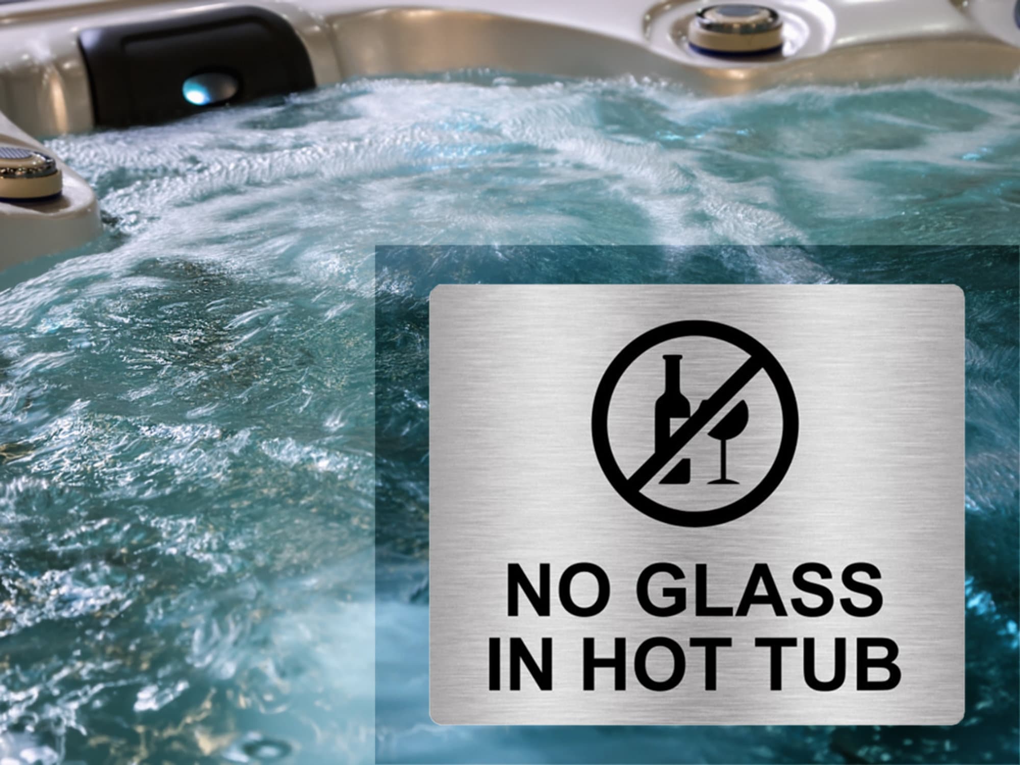 Adesivo con scrittaNo Glass In Hot Tub (lingua italiana non