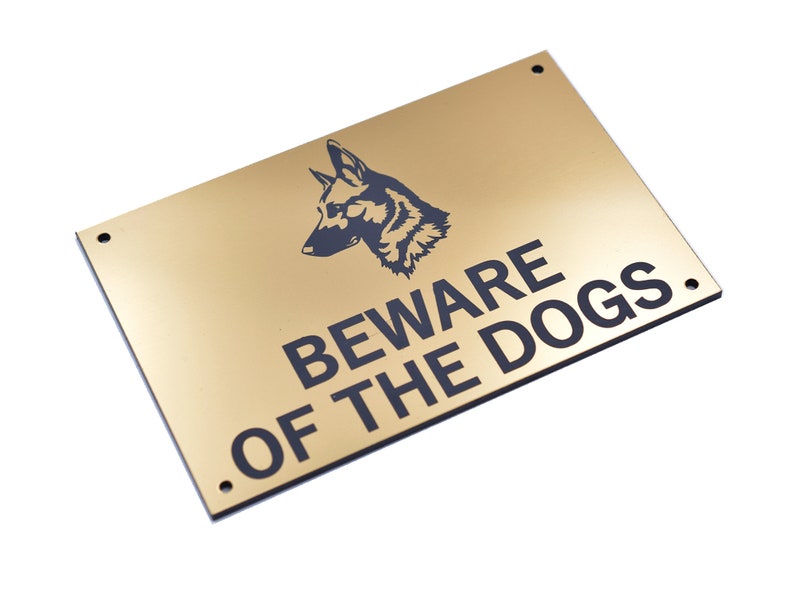 Beware of the Dog / Dogs Sign, Warning Notice Various Breeds, Gold, Silver, Copper zdjęcie 4