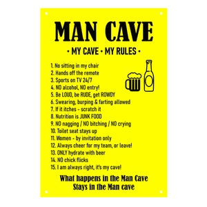 Man Cave Rules Novelty Fun Sign Plaque, Father's Day Gift, Dad's Birthday image 3