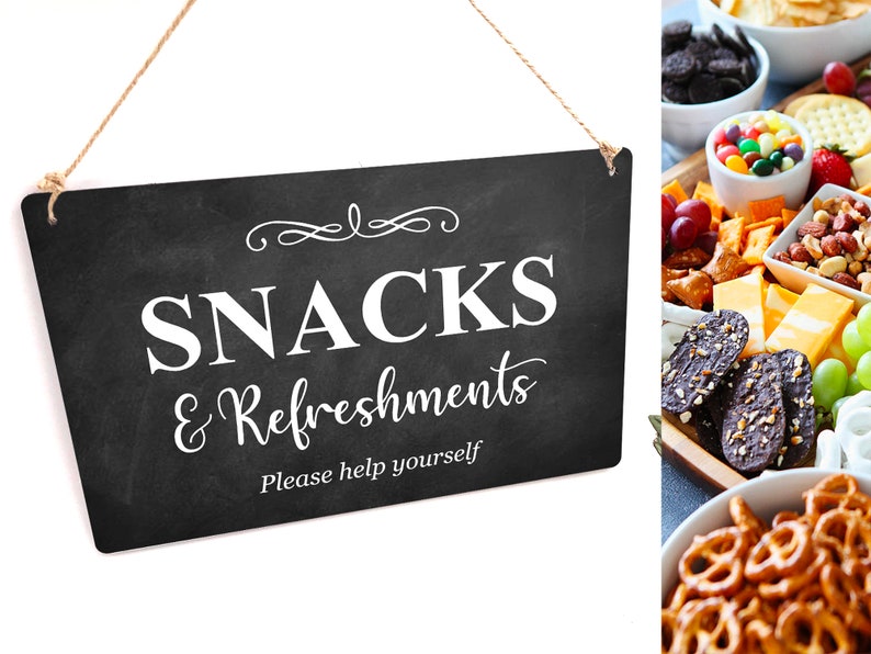 Snacks & Refreshments | Hanging Sign | Guest Notice - Etsy