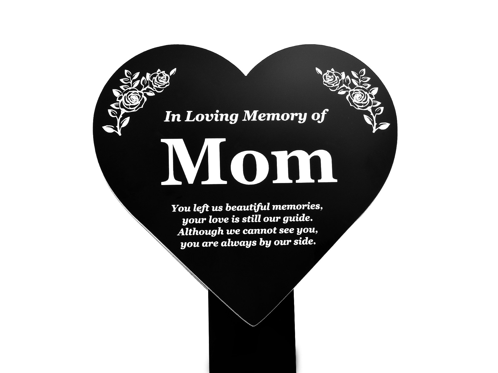 MOM Heart Memorial Remembrance Plaque Stake Black and White Etsy