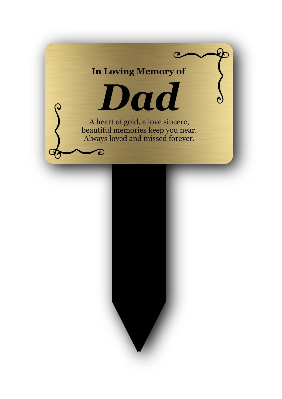 Gold Dad Memorial Garden Stake - Engraved Aluminium Plaque On 5 Mm - View #4