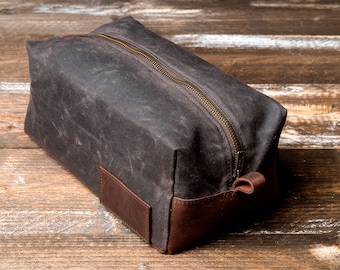 Een Dopp Kit voor mannen of een gepersonaliseerde Dopp Kit, scheertas voor mannen, handgemaakt door echte ambachtslieden