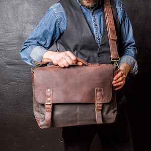 Mens Leather Satchel Bag, Messenger Bag for Men, Laptop Bag for School ...