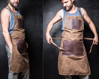 Men Apron and a Personalized Apron, sturdy and Waxed Canvas Apron, Handmade by Real Artisans